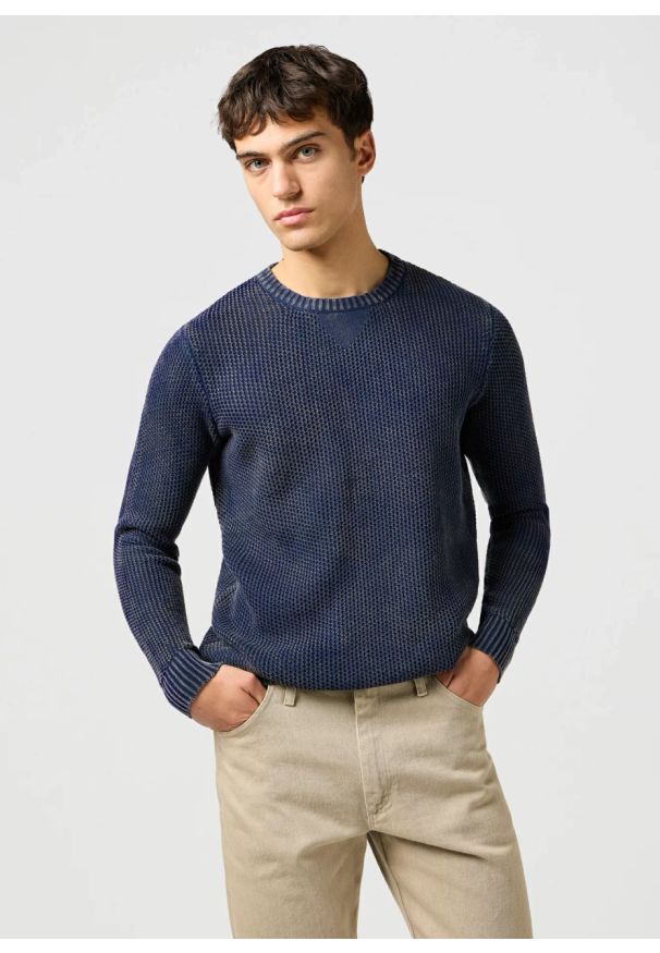 Wrangler - WRANGLER MĘSKA SWETER WRANGLER CREWNECK SWEATER NAVY 112364288
