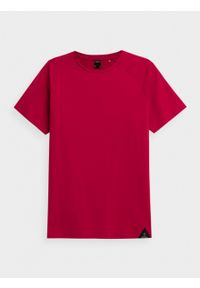 outhorn - T-shirt gładki męski - czerwony. Okazja: na co dzień. Kolor: czerwony. Materiał: materiał, bawełna, dzianina. Długość rękawa: raglanowy rękaw. Wzór: gładki. Styl: casual #1