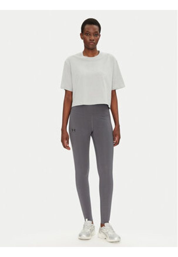 Under Armour Legginsy Rival 1386482 Szary Slim Fit. Kolor: szary. Materiał: bawełna, syntetyk