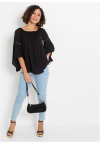 bonprix - Bluzka zakładana przez głowę z czystej wiskozy. Kolor: czarny. Materiał: wiskoza #3