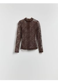 Reserved - Koronkowa bluzka - bordowy. Kolor: czerwony. Materiał: koronka #1