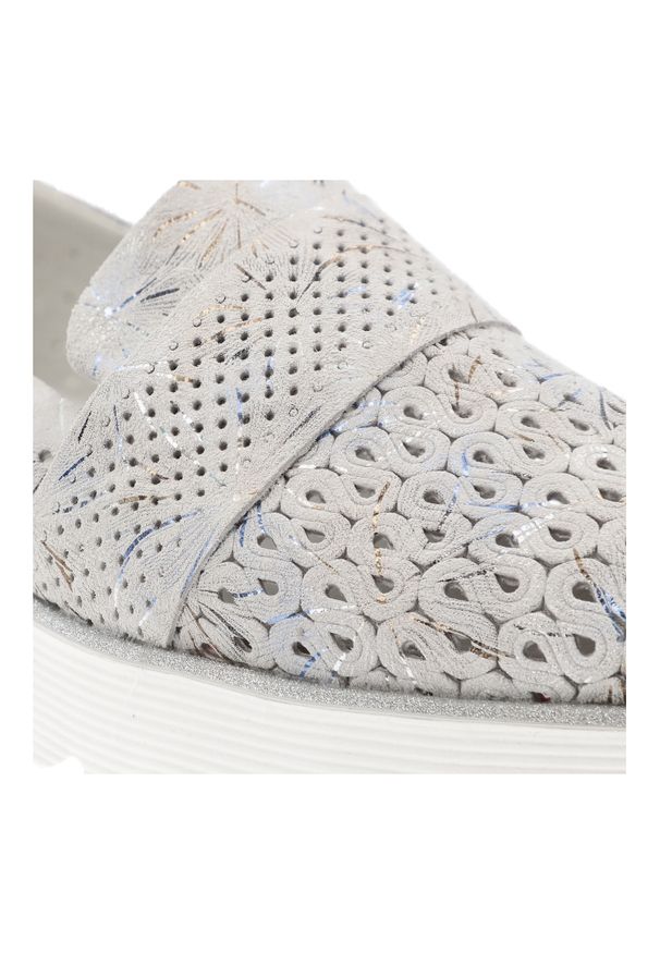 Srebrne Półbuty S.Barski Obuwie Damskie Ze Skóry Naturalnej. Okazja: na co dzień. Kolor: srebrny. Materiał: skóra. Szerokość cholewki: normalna. Wzór: ażurowy. Styl: elegancki, casual