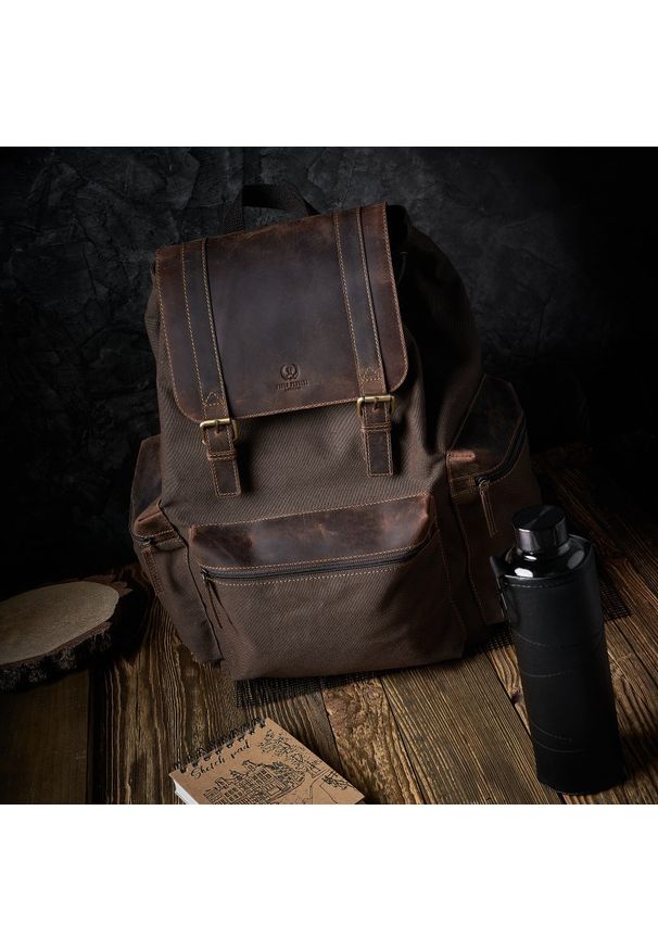 Plecak męski skórzany vintage PAOLO PERUZZI T-37-BR brązowy. Kolor: brązowy. Materiał: skóra. Styl: vintage