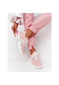Damskie Sportowe Buty Skarpetkowe GOE HH2N4019 Różowe białe. Kolor: różowy, wielokolorowy, biały. Materiał: materiał, skóra. Szerokość cholewki: normalna #3
