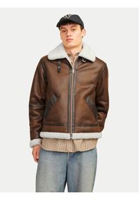 Jack & Jones Kurtka z imitacji skóry Cole Aviator 12261819 Brązowy Regular Fit. Kolor: brązowy. Materiał: skóra #1