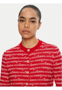 Tommy Jeans Kardigan DW0DW19340 Czerwony Slim Fit. Kolor: czerwony. Materiał: bawełna #2