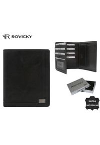 ROVICKY - Portfel skórzany Rovicky PC-108-BAR czarny. Kolor: czarny. Materiał: skóra