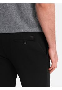 Ombre Clothing - Szorty męskie SLIM FIT ze strukturalnej dzianiny - czarne V2 - Rozmiar: XXL. Okazja: na co dzień. Kolor: czarny. Materiał: dzianina. Wzór: kwiaty. Styl: casual