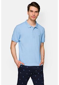 Lancerto - Koszulka Błękitna Polo Patrick. Typ kołnierza: polo. Kolor: niebieski. Materiał: tkanina, bawełna, włókno, materiał. Wzór: gładki, ze splotem. Sezon: lato. Styl: klasyczny #1