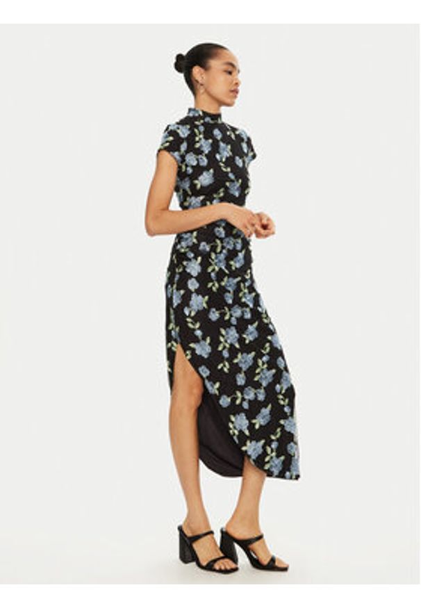 ROTATE Sukienka codzienna 113634 Czarny Regular Fit. Okazja: na co dzień. Kolor: czarny. Materiał: syntetyk. Typ sukienki: proste. Styl: casual