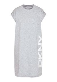 DKNY Sukienka dzianinowa P0RD1B2J Szary Regular Fit. Kolor: szary. Materiał: dzianina, bawełna