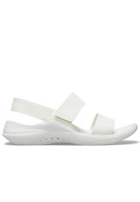 Klapki Crocs Literide 360 Sandal 206711-1CN - białe. Kolor: biały. Materiał: guma, dzianina, materiał, syntetyk. Wzór: paski. Sezon: lato. Styl: klasyczny