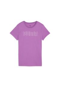Puma - Damska koszulka PUMA SPORT z grafiką PUMA Wild Berry Purple. Kolor: fioletowy. Materiał: guma. Wzór: nadruk. Sport: fitness