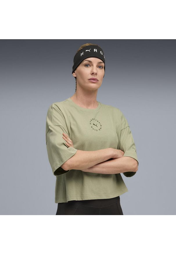Puma - Damska skrócona koszulka PUMA x HYROX Lifestyle PUMA. Kolor: zielony. Sport: fitness