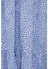 Vila sukienka mini rozkloszowana. Kolor: niebieski. Materiał: tkanina, materiał, wiskoza. Długość rękawa: krótki rękaw. Typ sukienki: rozkloszowane. Długość: mini #2
