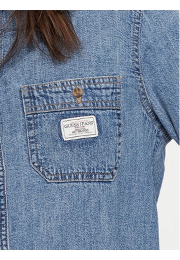 Guess Jeans Koszula jeansowa W4YH37 D5EI2 Niebieski Regular Fit. Kolor: niebieski. Materiał: bawełna