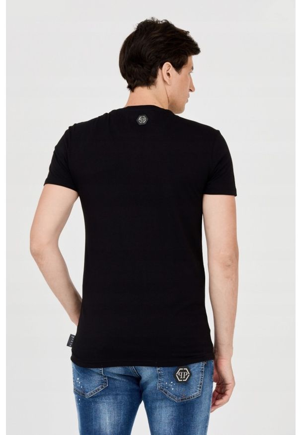 Philipp Plein - PHILIPP PLEIN Męski t-shirt czarny z czaszką, Rozmiar XXL. Kolor: czarny