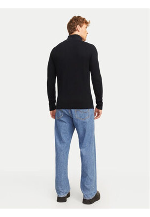 Jack & Jones Sweter Pannel 12258473 Czarny Regular Fit. Kolor: czarny. Materiał: bawełna, syntetyk