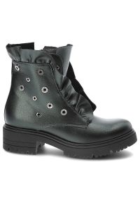 Zielone Botki Armodo Eleganckie Buty Damskie. Kolor: zielony. Materiał: skóra. Szerokość cholewki: normalna. Styl: elegancki #3