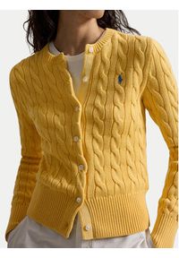 Polo Ralph Lauren Kardigan 211971868507 Żółty ciemny Slim Fit. Typ kołnierza: polo. Kolor: żółty. Materiał: bawełna #2