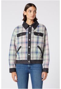 Wrangler - WRANGLER CHECK N DNM JKT DAMSKA KURTKA PRZEJŚCIOWA PARISIAN BLUE W4Q28TX96