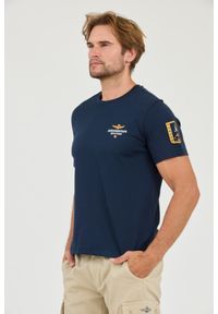 Aeronautica Militare - AERONAUTICA MILLITARE Granatowy t-shirt Tricolor and badge. Kolor: niebieski #7