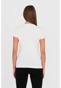 Guess - GUESS Biały damski t-shirt bawełniany z logo, Rozmiar XS. Kolor: biały. Materiał: bawełna. Wzór: nadruk #4