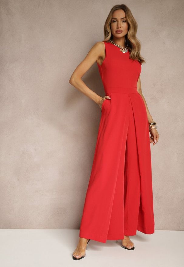 Renee - Czerwony Kombinezon Bez Rękawów z Nogawkami Wide Leg Noreldi. Okazja: na co dzień. Kolor: czerwony. Długość rękawa: bez rękawów. Styl: elegancki, casual