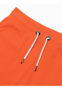Ombre Clothing - Szorty męskie dresowe wykończone lamówka - pomarańczowe V5 - Rozmiar: M. Kolor: pomarańczowy. Materiał: dresówka. Wzór: ze splotem #7