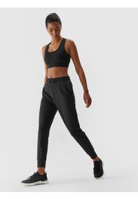 4f - Spodnie treningowe szybkoschnące z materiałów z recyklingu damskie. Kolor: czarny. Materiał: materiał. Sport: fitness