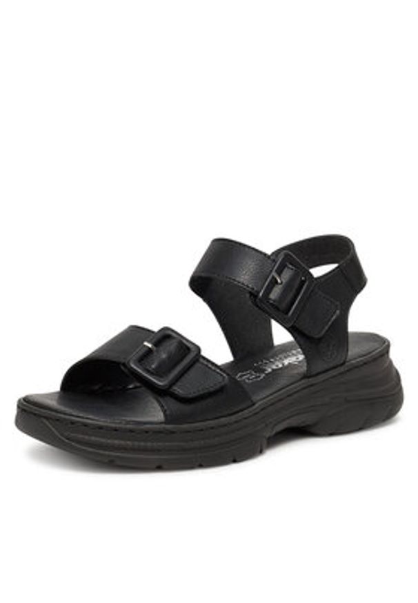 Rieker Sandały 66680-00 Czarny. Kolor: czarny. Materiał: skóra, syntetyk