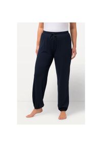 ULLA POPKEN - Damskie Spodnie od piżamy mieszanka modalu prosta nogawka elastyczny ściągacz. Kolekcja: plus size. Kolor: niebieski. Materiał: wiskoza, materiał, bawełna. Długość: długie