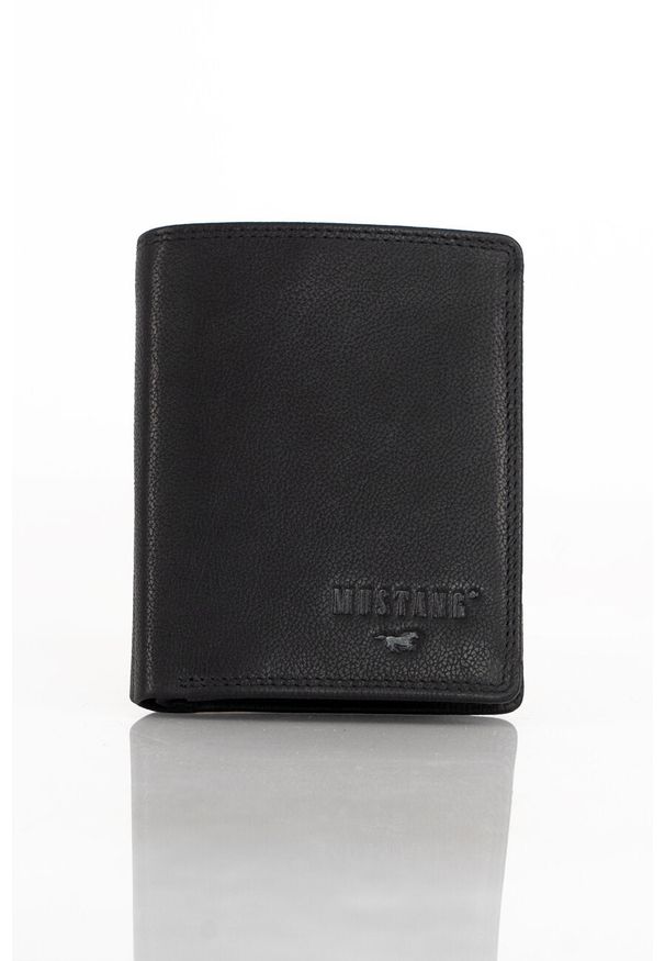 Męski Skórzany Portfel Czarny Premium Mustang Denimo High Wallet. Kolor: czarny. Materiał: skóra