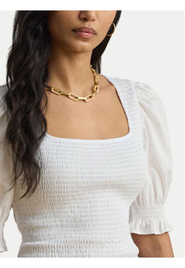 Lauren Ralph Lauren - LAUREN RALPH LAUREN Bluzka 200P09102001 Biały Slim Fit. Kolor: biały. Materiał: bawełna