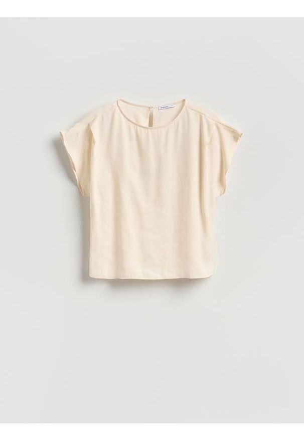 Reserved - Bluzka z modalem - złamana biel. Materiał: tkanina