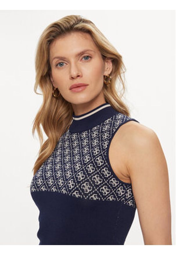 Guess Sweter Lise W3YR26 Z37K0 Granatowy Regular Fit. Kolor: niebieski. Materiał: syntetyk, wiskoza