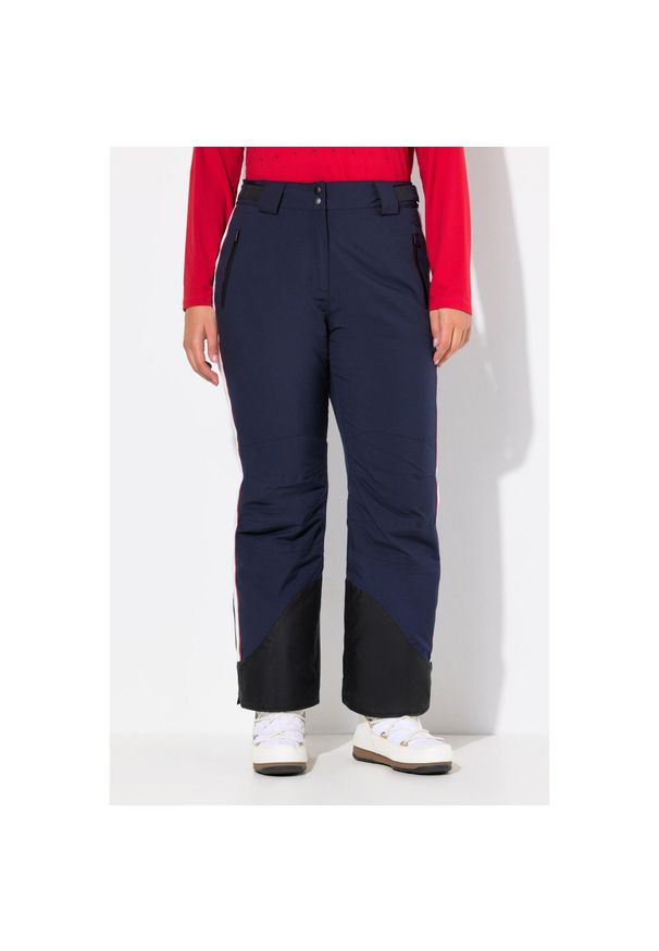 ULLA POPKEN - Damskie Spodnie funkcjonalne wodoodporne kieszenie na zamek błyskawiczny. Kolekcja: plus size. Kolor: niebieski. Materiał: poliester, materiał, elastan. Sezon: zima. Sport: narciarstwo