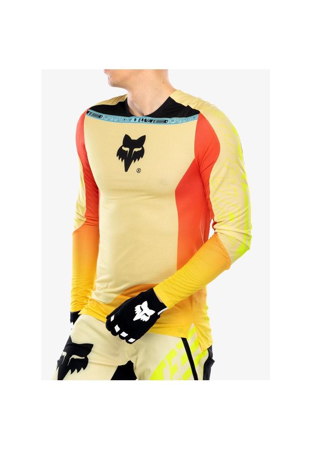 FOX - Bluza rowerowa męska Fox Flexair LS Jersey Elevated. Kolor: żółty. Materiał: jersey. Sport: kolarstwo