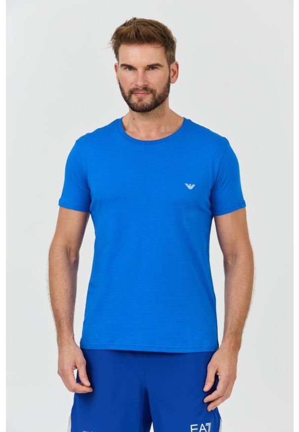 Emporio Armani - EMPORIO ARMANI Niebieski męski t-shirt basique, Rozmiar XL. Kolor: niebieski