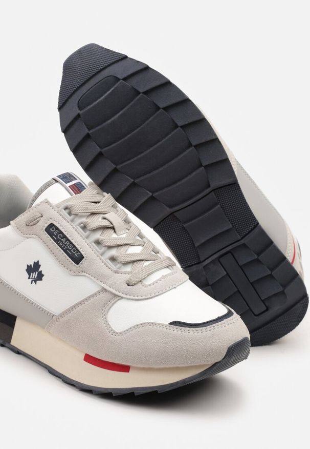 Born2be - Białe Buty Sportowe Sneakersy z Ozdobnymi Wstawkami Vevilira. Okazja: na co dzień. Kolor: biały. Materiał: jeans