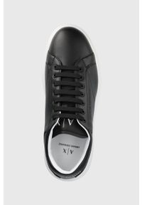 Armani Exchange sneakersy skórzane kolor czarny XUX123 XV534 00002. Nosek buta: okrągły. Zapięcie: sznurówki. Kolor: czarny. Materiał: skóra. Obcas: na obcasie. Wysokość obcasa: niski #4