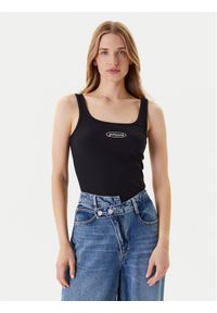 Guess Jeans Top W5YP35 KA0H1 Czarny Regular Fit. Kolor: czarny. Materiał: bawełna