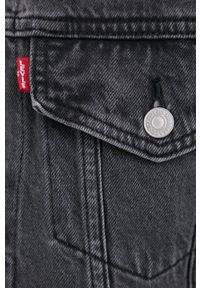 Levi's® - Levi's kurtka jeansowa damska kolor szary przejściowa. Okazja: na spotkanie biznesowe. Kolor: szary. Materiał: jeans. Wzór: gładki. Styl: biznesowy #3