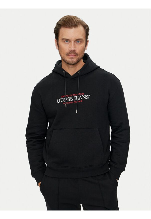 Guess Jeans Bluza M4YQ23 K9V31 Czarny Classic Fit. Kolor: czarny. Materiał: bawełna