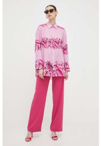 Pinko koszula bawełniana damska kolor różowy relaxed z kołnierzykiem klasycznym. Typ kołnierza: kołnierzyk klasyczny. Kolor: różowy. Materiał: bawełna. Styl: klasyczny #4