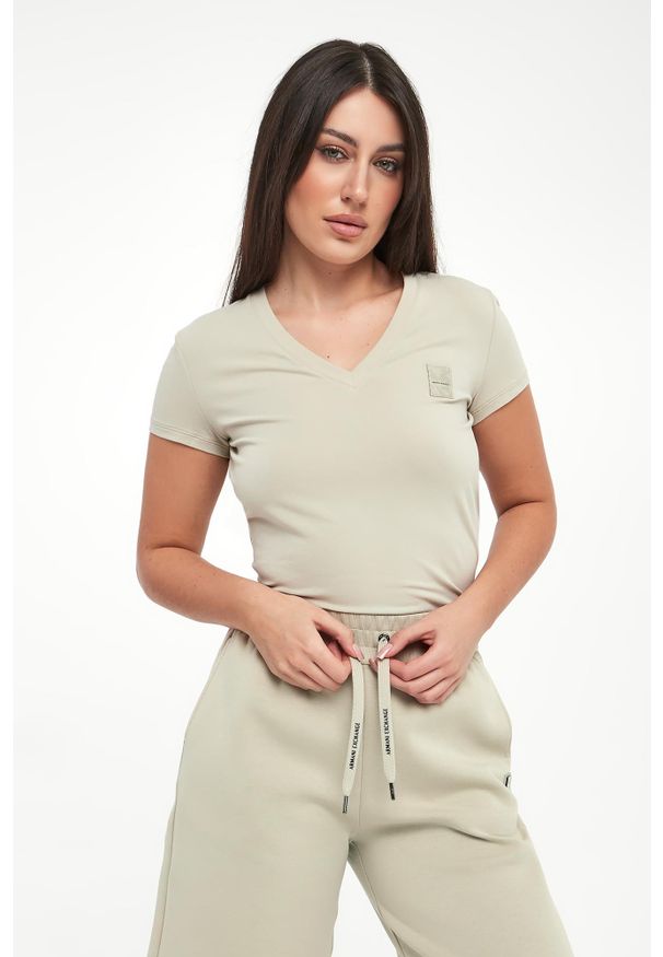 Armani Exchange - T-shirt damski z logo ARMANI EXCHANGE