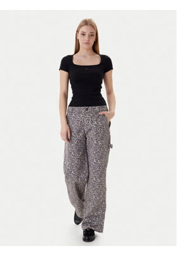 Tommy Jeans T-Shirt DW0DW21837 Czarny Slim Fit. Kolor: czarny. Materiał: bawełna