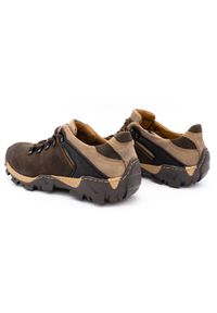 KENT Męskie buty trekkingowe 116 ciemny brąz brązowe. Okazja: na co dzień. Zapięcie: pasek. Kolor: brązowy. Materiał: jeans, skóra. Wzór: paski. Sezon: lato, jesień, wiosna #3