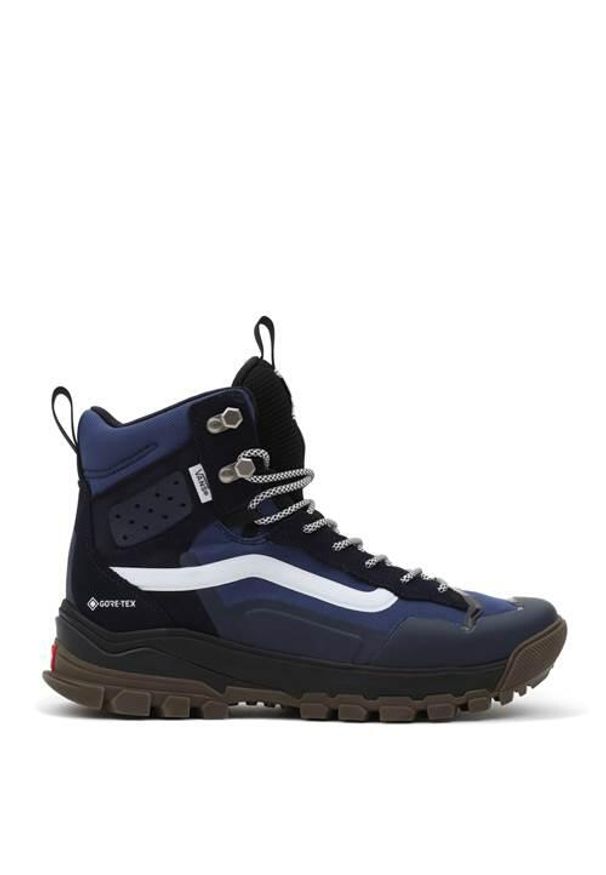 Buty do chodzenia męskie Vans Ultrarange Exo HI. Wysokość cholewki: za kostkę. Zapięcie: sznurówki. Kolor: wielokolorowy, czarny, niebieski. Materiał: materiał. Szerokość cholewki: normalna. Sport: turystyka piesza