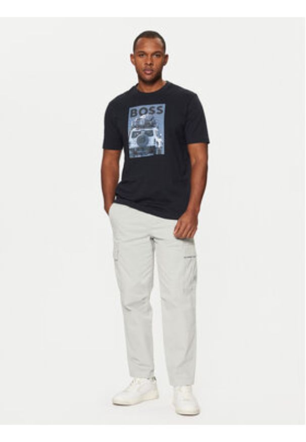 BOSS T-Shirt Te_Mextour 50535079 Granatowy Regular Fit. Kolor: niebieski. Materiał: bawełna